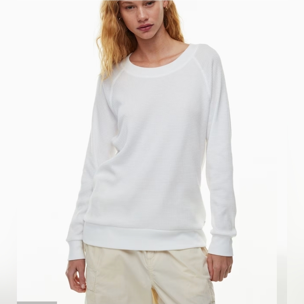 Aritzia TNA White Waffle Longsleeve